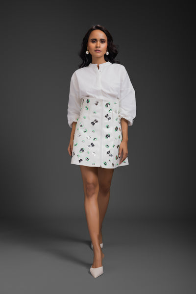 Deepika Arora Cotton Shirt With Corset Skirt White indian designer wear online shopping melange singapore