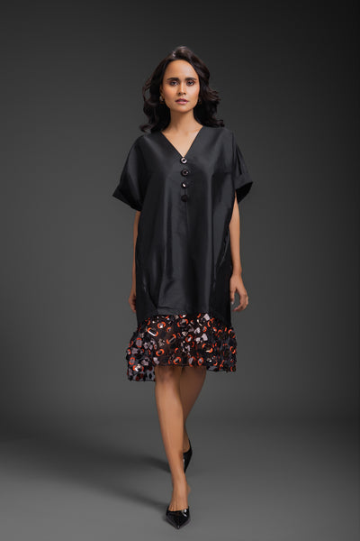 Deepika Arora Dress With Neon Metallic Detail Black indian designer wear online shopping melange singapore