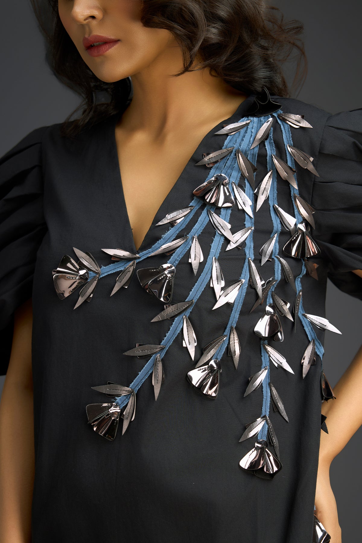 Deepika Arora Dress With Puffed Sleeves Indian designer wear online shopping melange singapore 