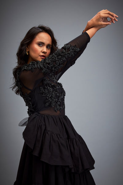 Deepika Arora Full Sleeved Black Dress indian designer wear online shopping melange singapore