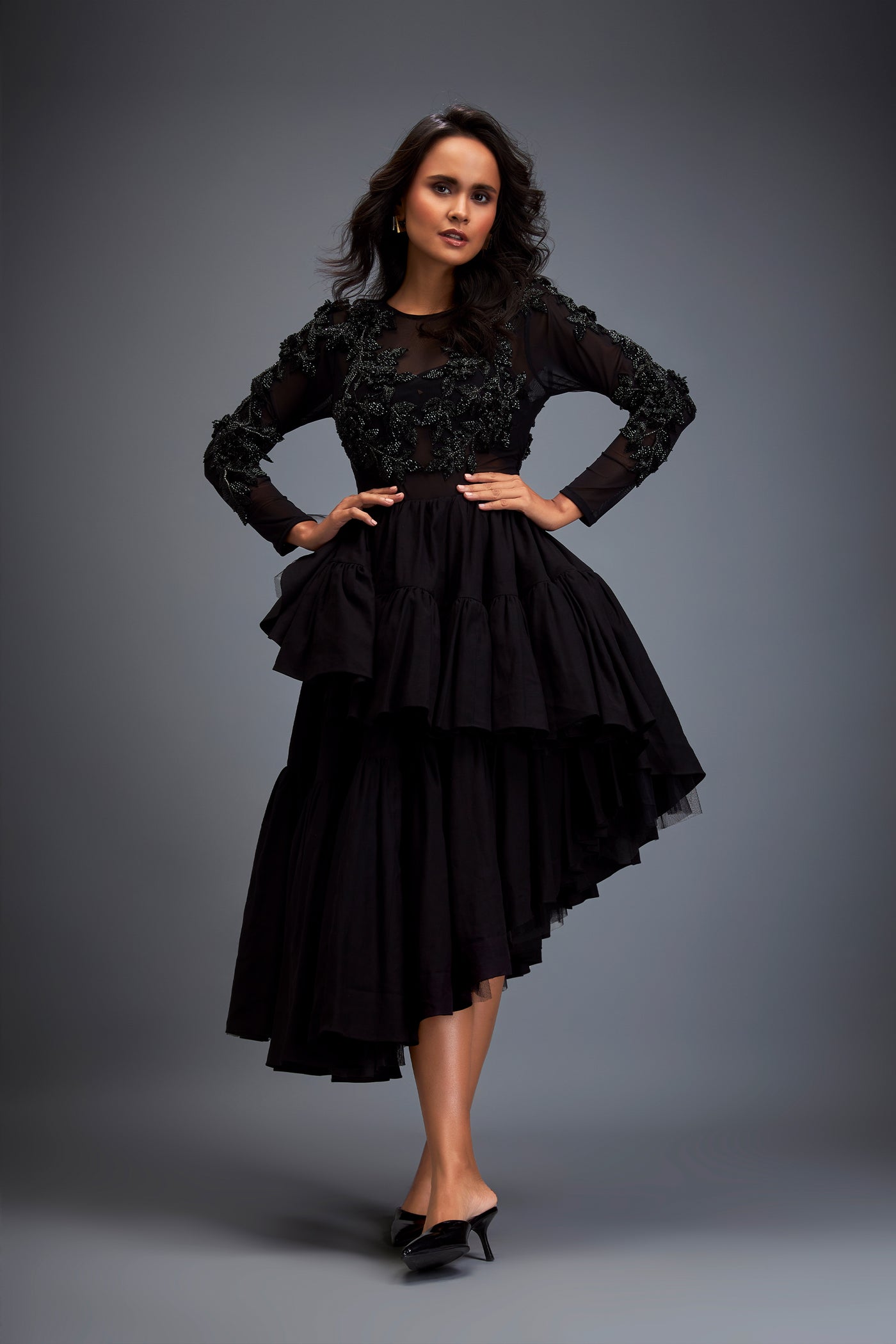 Deepika Arora Full Sleeved Black Dress indian designer wear online shopping melange singapore