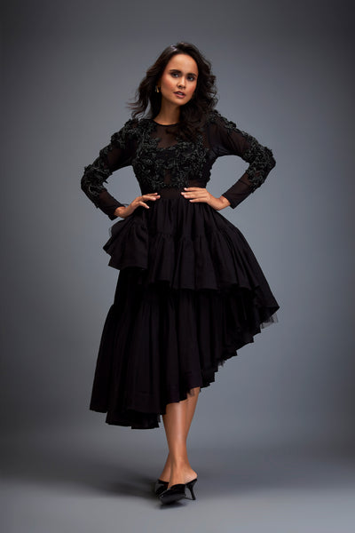 Deepika Arora Full Sleeved Black Dress indian designer wear online shopping melange singapore
