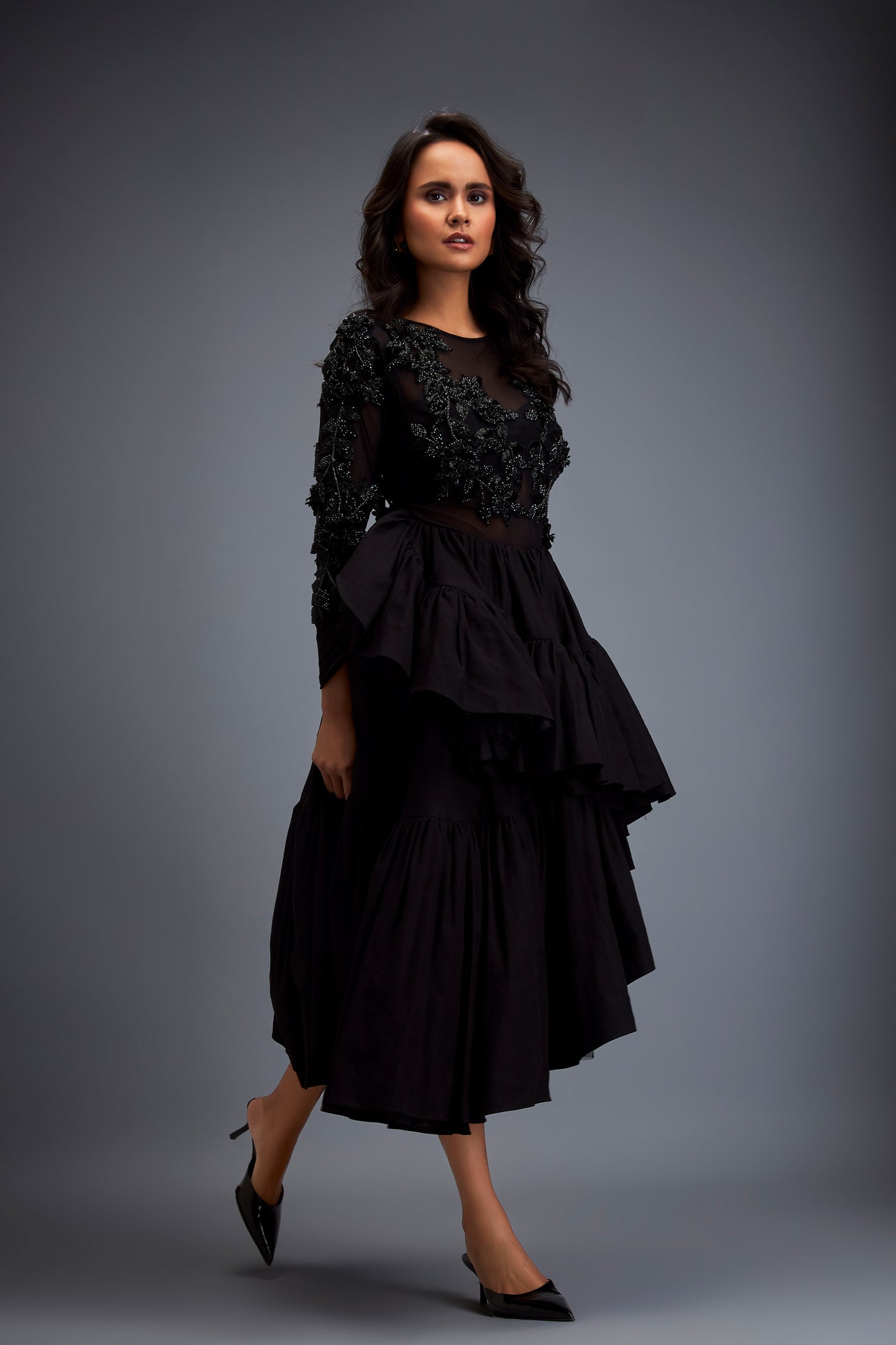 Deepika Arora Full Sleeved Black Dress indian designer wear online shopping melange singapore