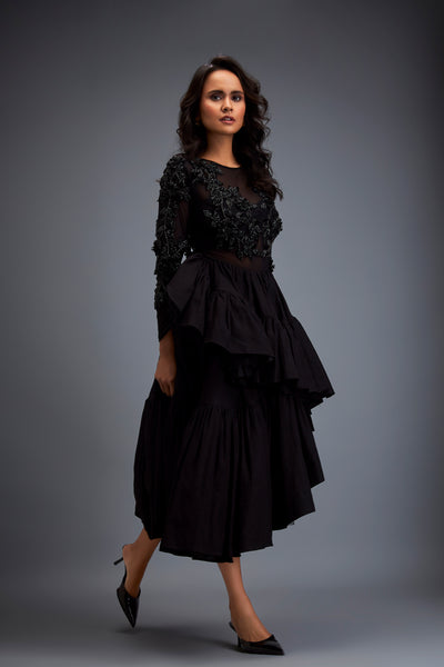 Deepika Arora Full Sleeved Black Dress indian designer wear online shopping melange singapore