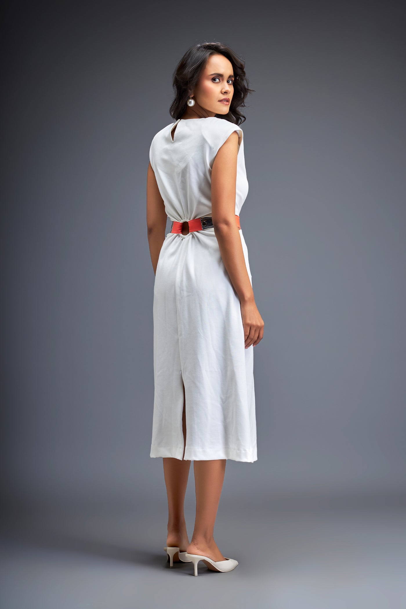 Deepika Arora Gathered Waist Dress White indian designer wear online shopping melange singapore 