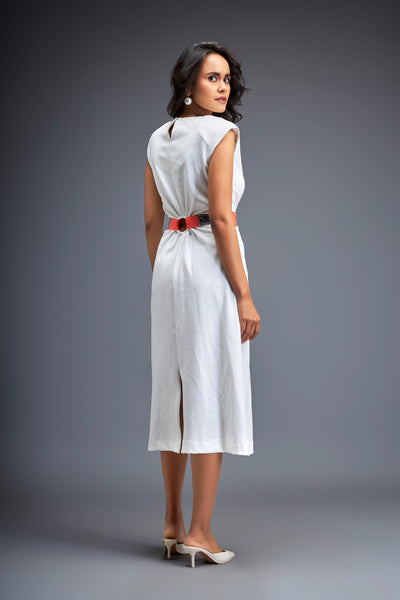 Deepika Arora Gathered Waist Dress White indian designer wear online shopping melange singapore 