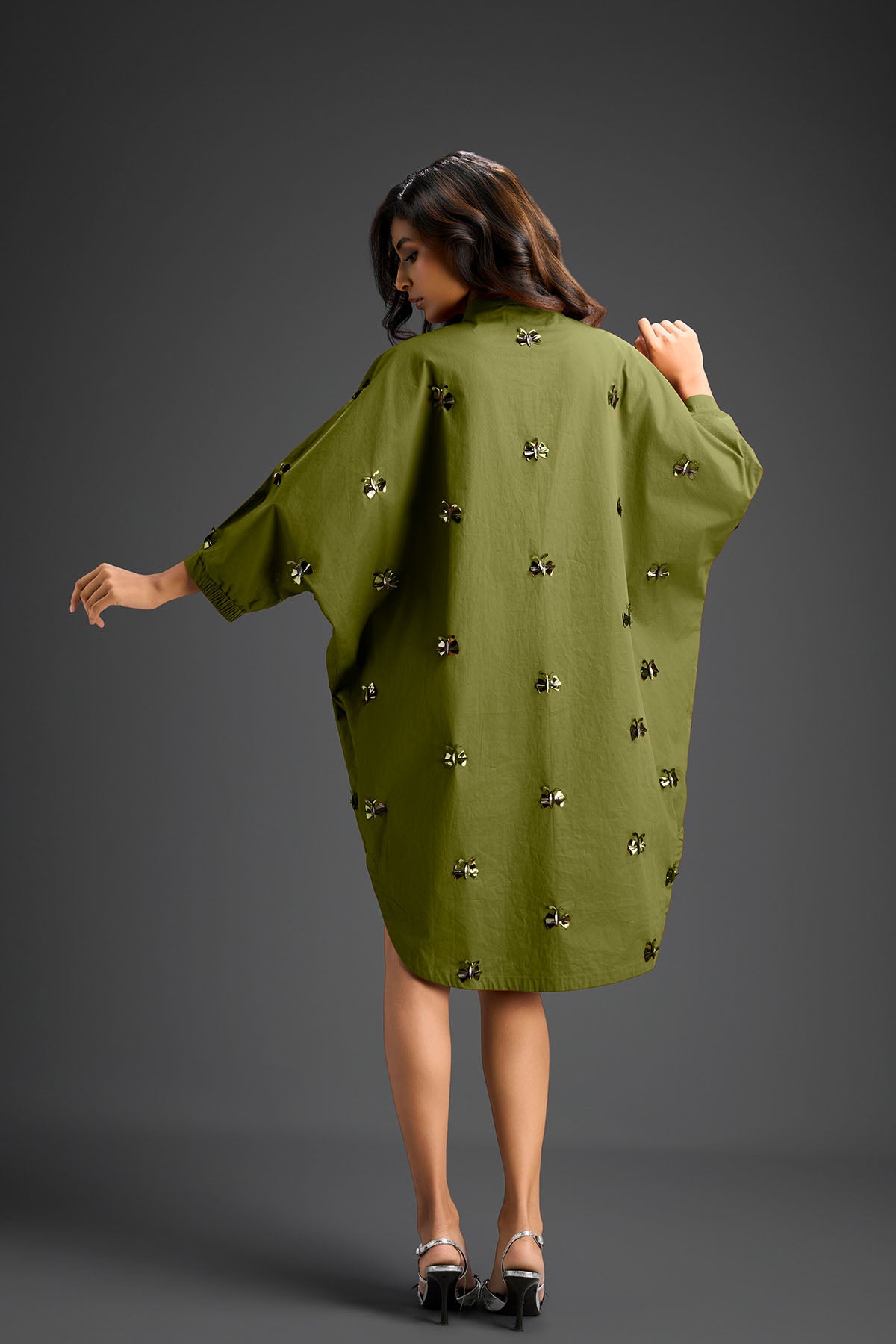 Deepika Arora Green Oversized Cotton Shirt Dress Indian designer wear online shopping melange singapore 