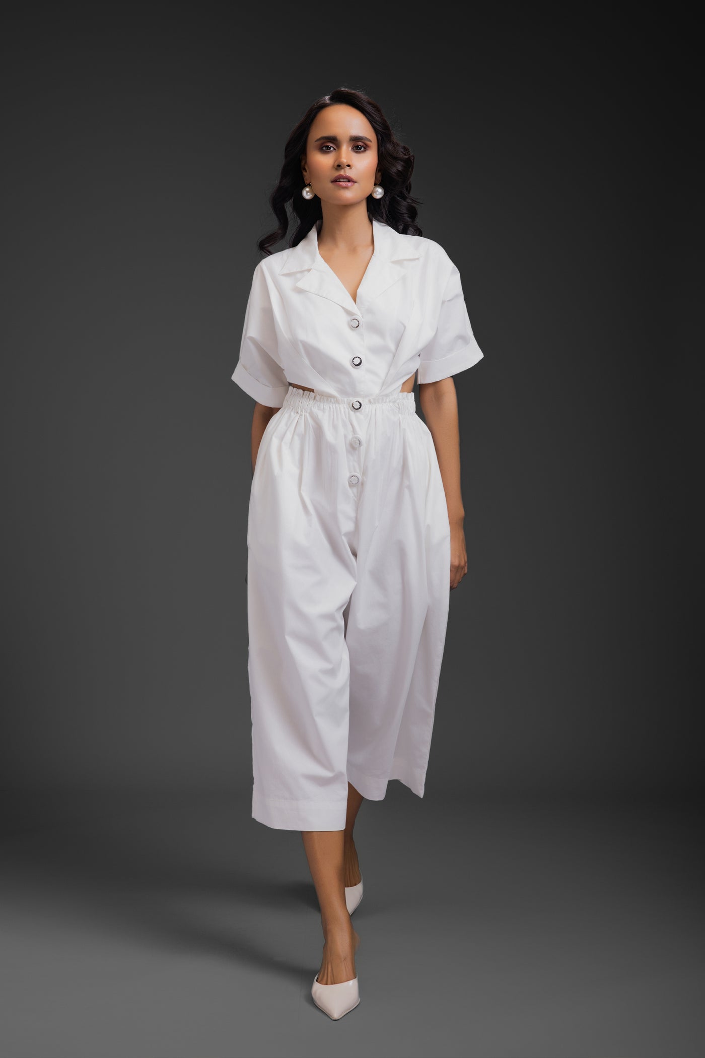 Deepika Arora Jumpsuit With Side Cuts White indian designer wear online shopping melange singapore