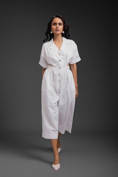 Deepika Arora Jumpsuit With Side Cuts White indian designer wear online shopping melange singapore
