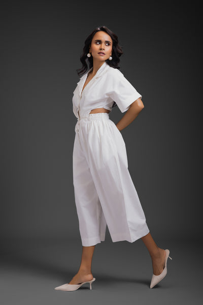 Deepika Arora Jumpsuit With Side Cuts White indian designer wear online shopping melange singapore