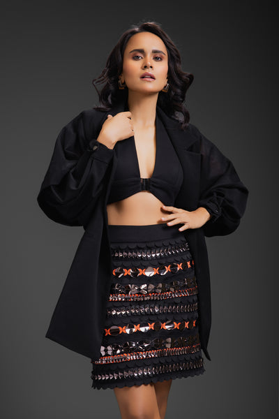 Deepika Arora Neon Metallic Detail On Skirt indian designer wear online shopping melange singapore