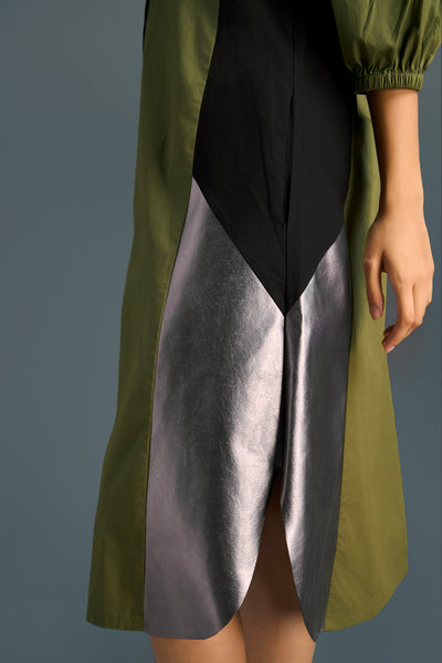 Deepika Arora Olive Green Shirt Dress Indian designer wear online shopping melange singapore 
