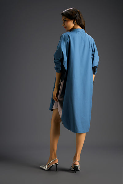 Deepika Arora Oversized Blue Shirt Dress Indian designer wear online shopping melange singapore 