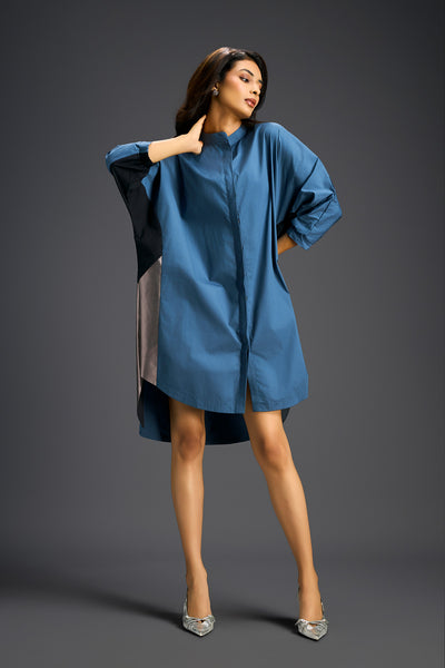 Deepika Arora Oversized Blue Shirt Dress Indian designer wear online shopping melange singapore 