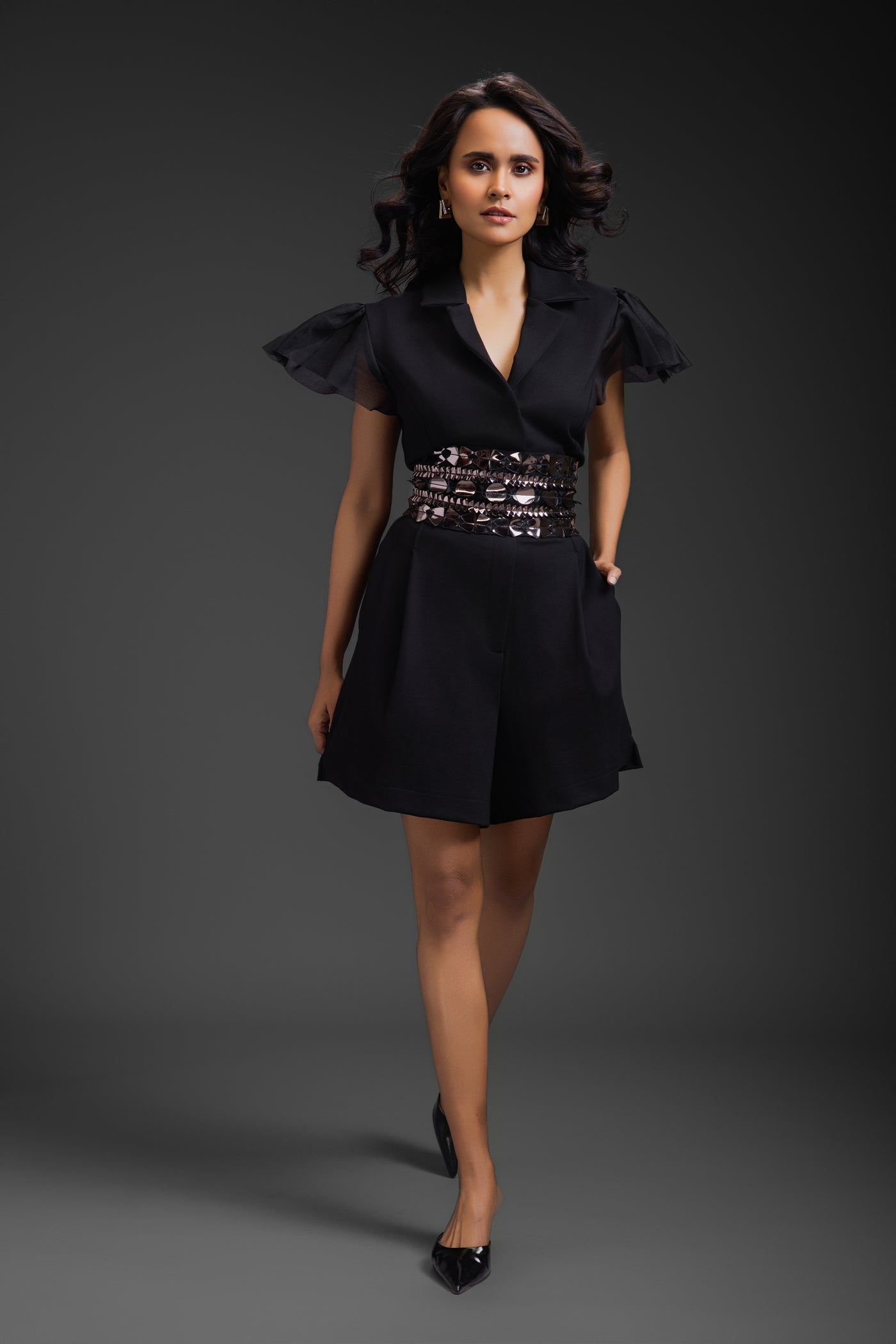 Deepika Arora Playsuit With Belt indian designer wear online shopping melange singapore