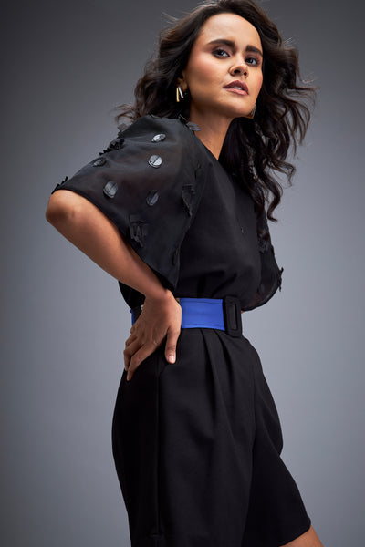 Deepika Arora Playsuit With Voluminous Sleeves indian designer wear online shopping melange singapore 
