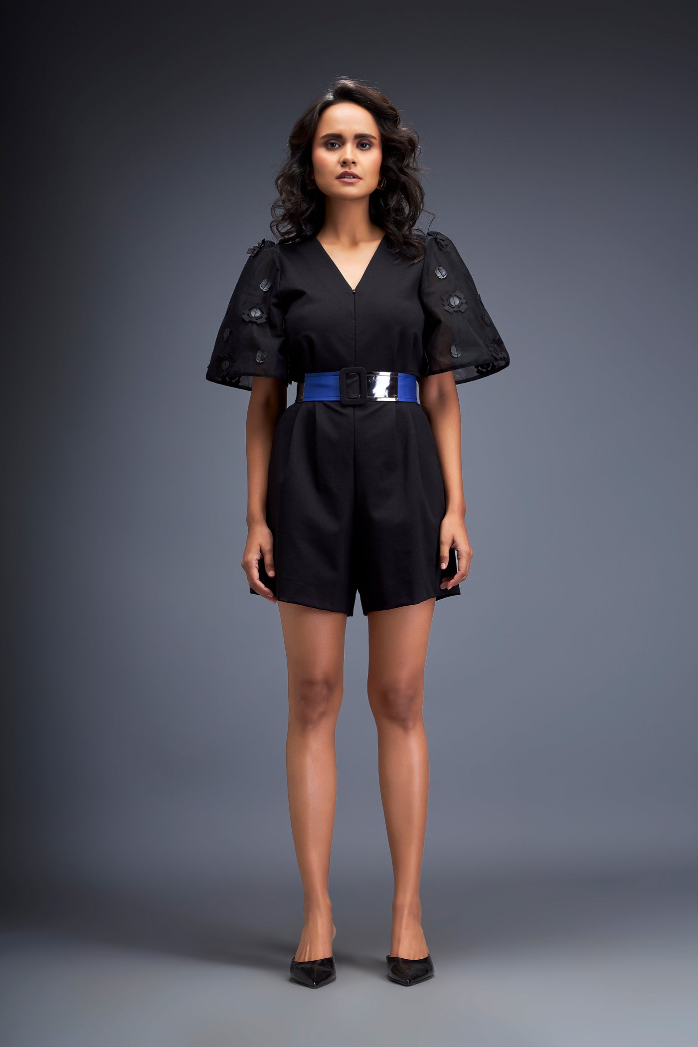 Deepika Arora Playsuit With Voluminous Sleeves indian designer wear online shopping melange singapore 
