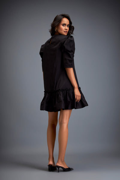 Deepika Arora Puffed Sleeves And Skirt Black White Indian designer wear online shopping melange singapore
