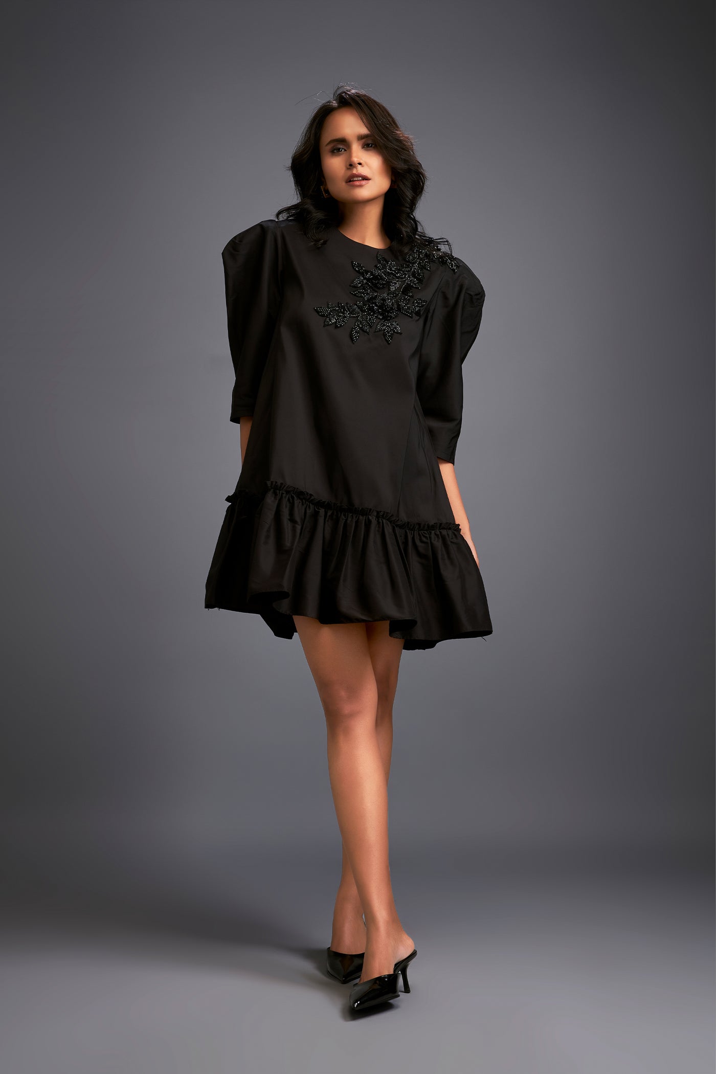 Deepika Arora Puffed Sleeves Dress Indian designer wear online shopping melange singapore