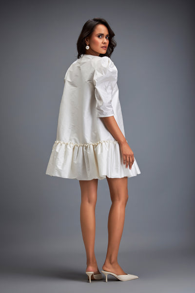 Deepika Arora Puffed Sleeves And Skirt White Indian designer wear online shopping melange singapore