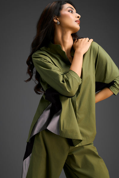 Deepika Arora Relaxed Olive Co-ord Indian designer wear online shopping melange singapore 