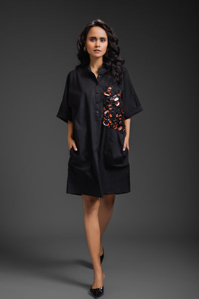 Deepika Arora Relaxed Straight Fit Dress With Pocket indian designer wear online shopping melange singapore