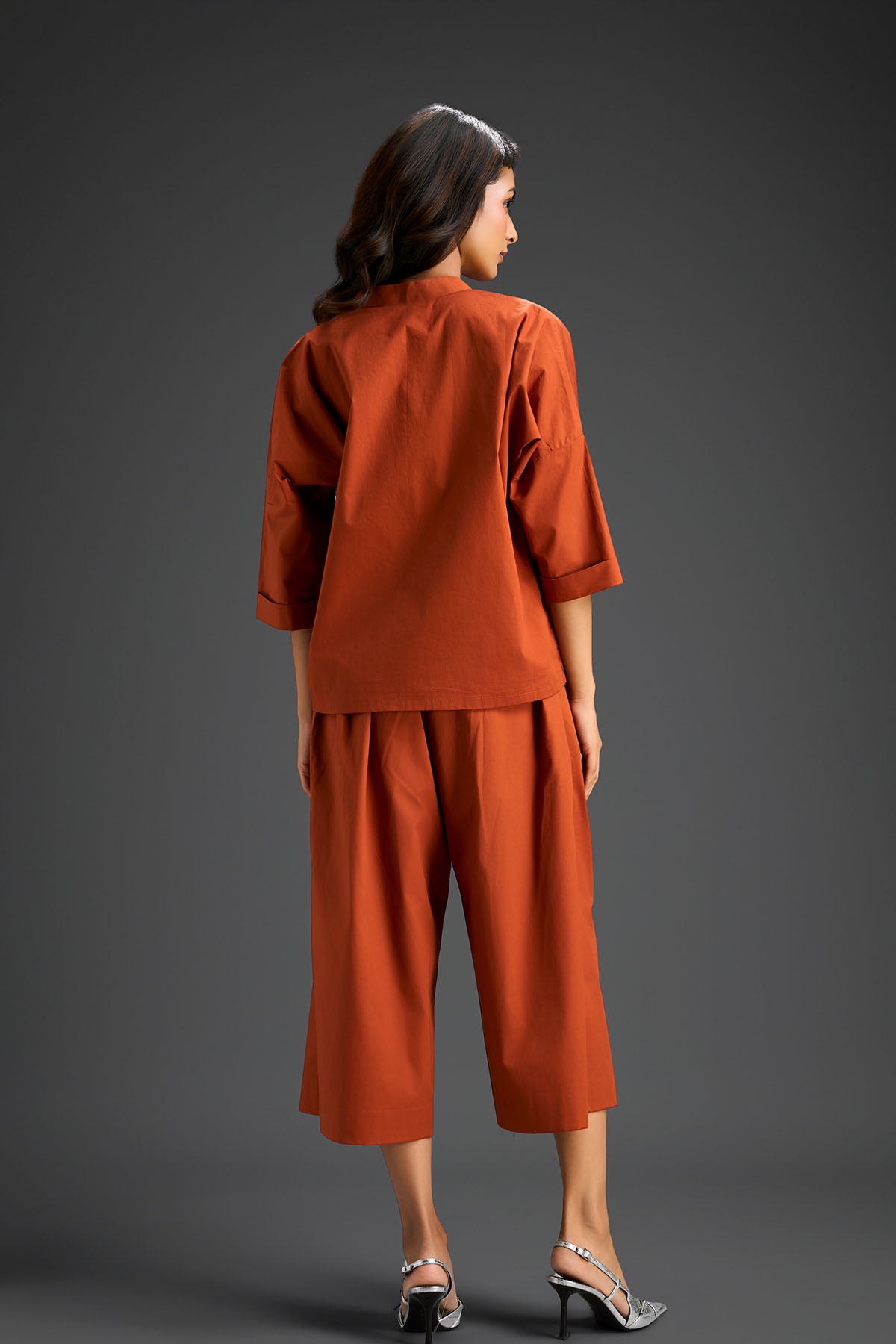 Deepika Arora Rust Cotton Co-ord Set Indian designer wear online shopping melange singapore 