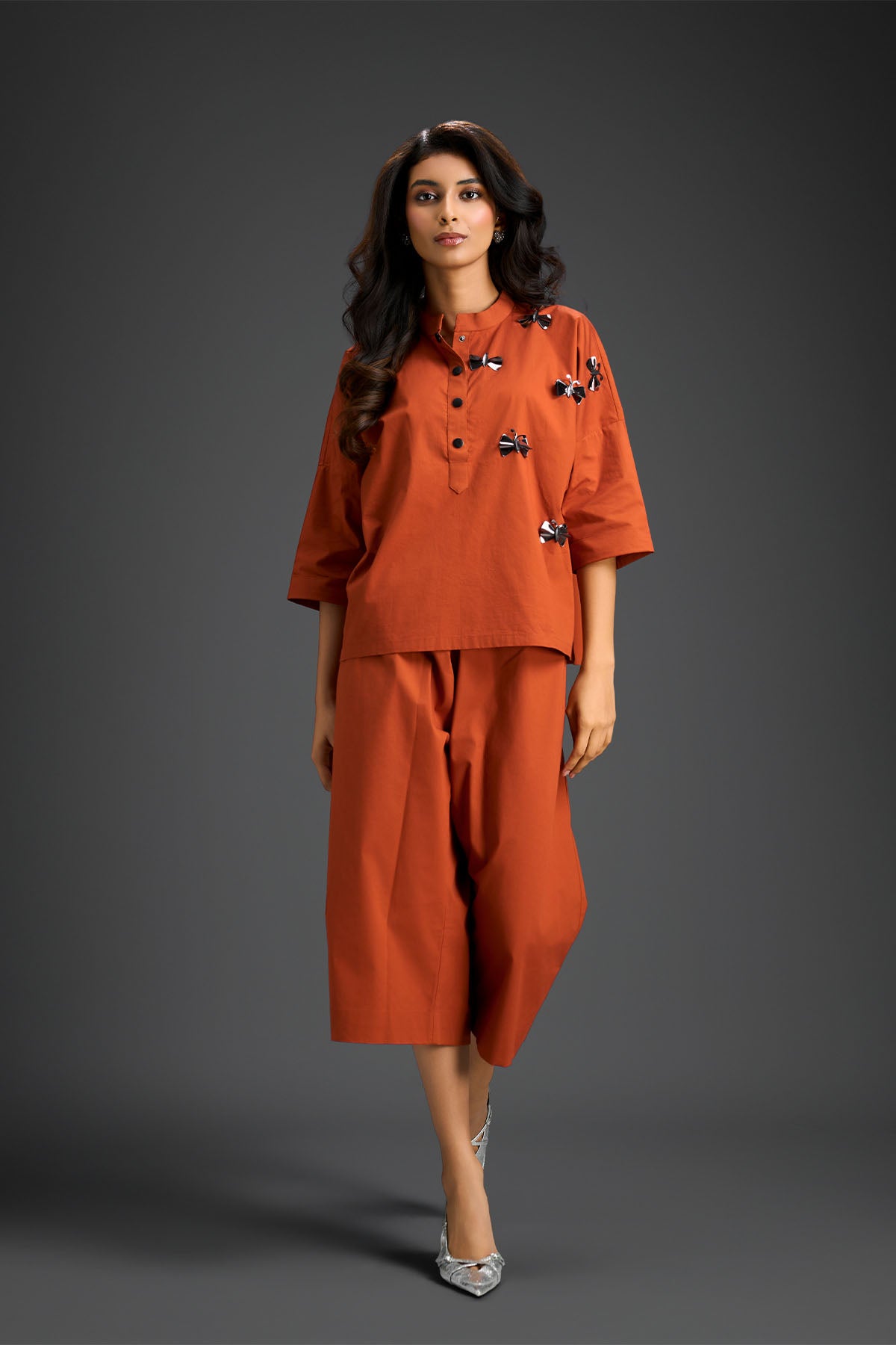 Deepika Arora Rust Cotton Co-ord Set Indian designer wear online shopping melange singapore 