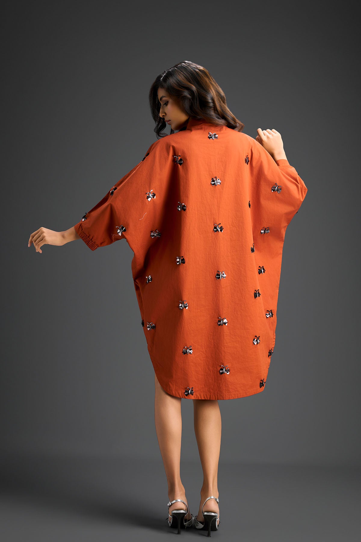 Deepika Arora Rust Oversized Cotton Shirt Dress
 Indian designer wear online shopping melange singapore 
