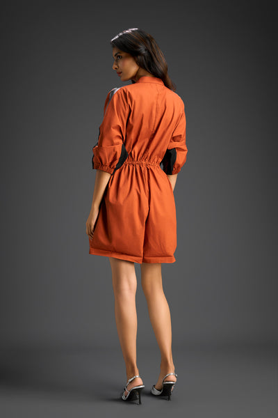 Deepika Arora Rust Shirt Romper Indian designer wear online shopping melange singapore 