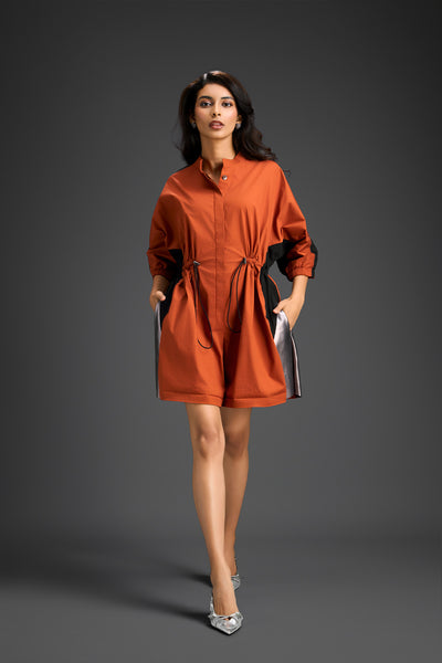 Deepika Arora Rust Shirt Romper Indian designer wear online shopping melange singapore 