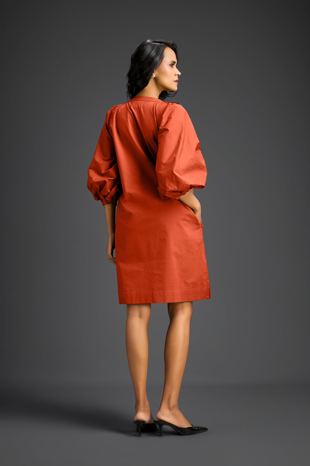 Deepika Arora Rust V-neck Dress Indian designer wear online shopping melange singapore 
