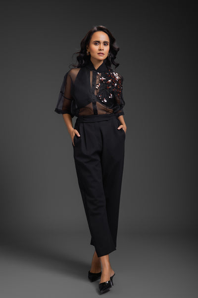 Deepika Arora Sheer Top Paired With Pant indian designer wear online shopping melange singapore