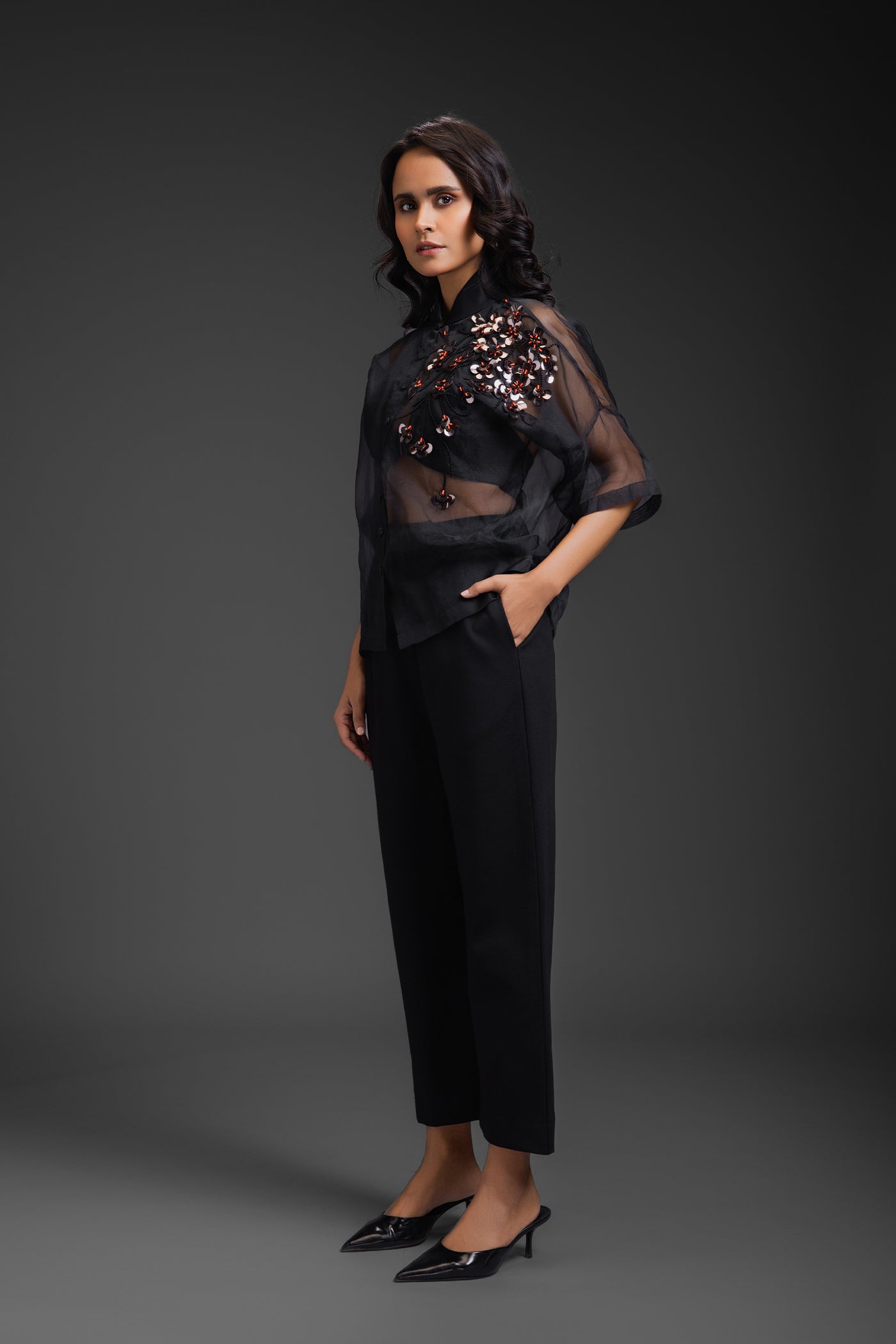 Deepika Arora Sheer Top Paired With Pant indian designer wear online shopping melange singapore