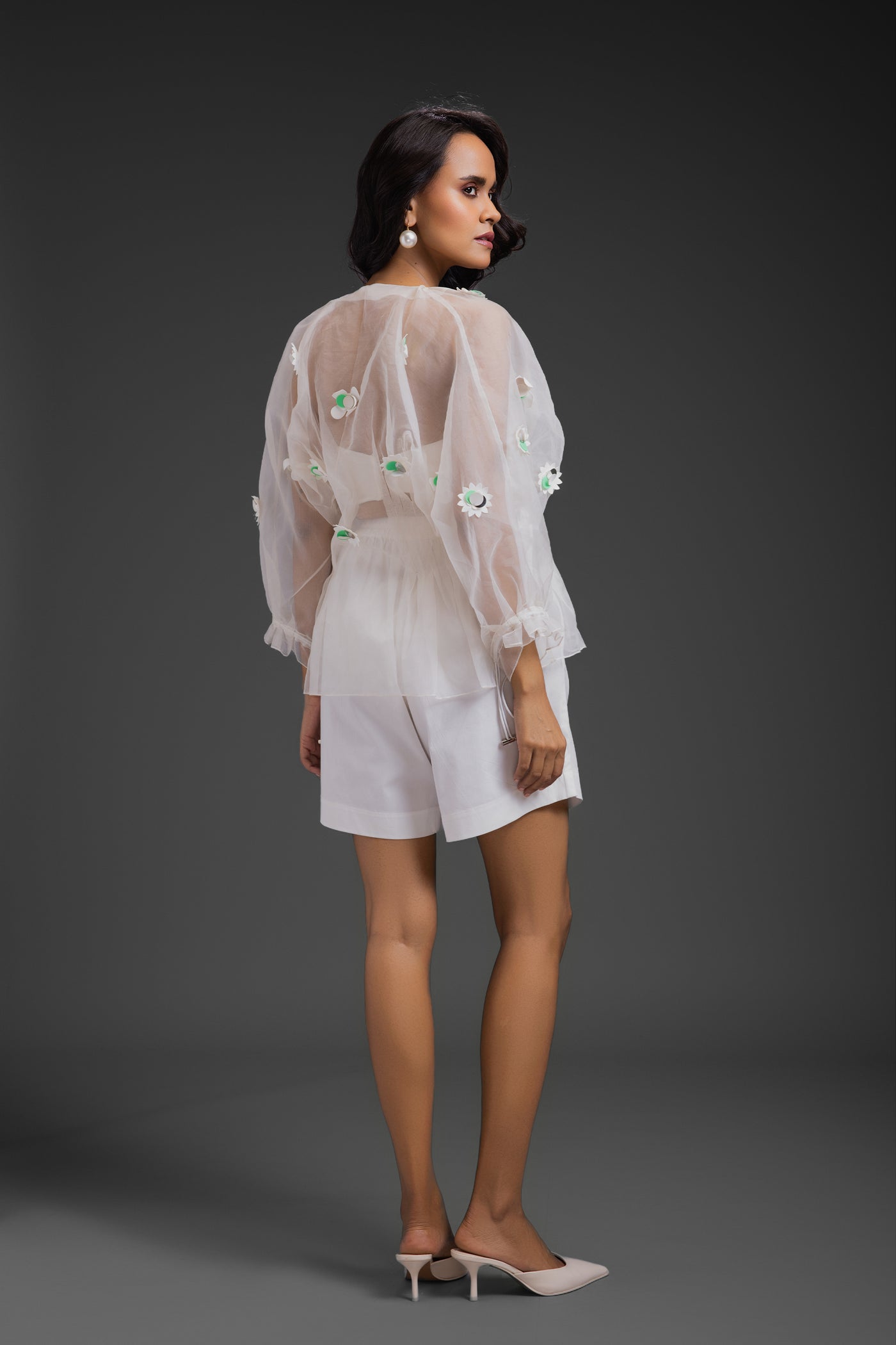 Deepika Arora Sheer Top White indian designer wear online shopping melange singapore