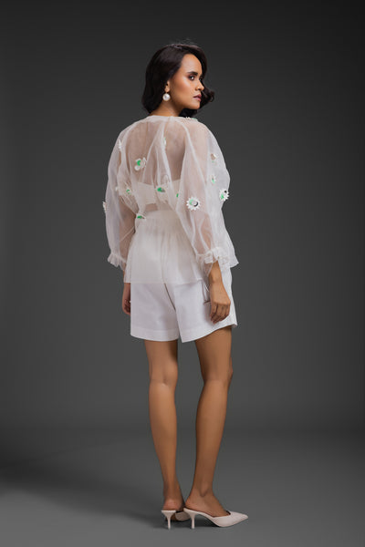 Deepika Arora Sheer Top White indian designer wear online shopping melange singapore