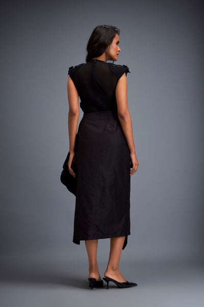 Deepika Arora Sheer Top With A Ruched Asymmetric Skirt Indian designer wear online shopping melange singapore