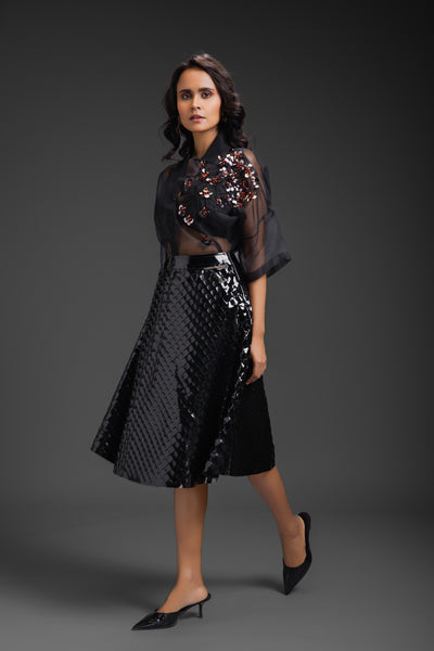 Deepika Arora Sheer Top With Skirt indian designer wear online shopping melange singapore
