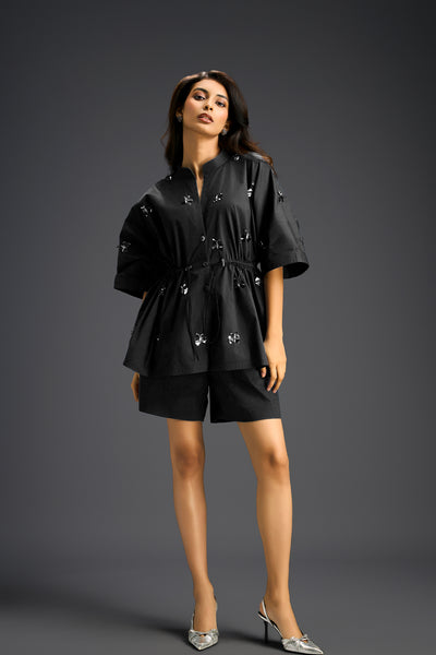 Deepika Arora Shorts Co-ord Set With A Drawstring-waist Shirt indian designer wear online shopping melange singapore 
