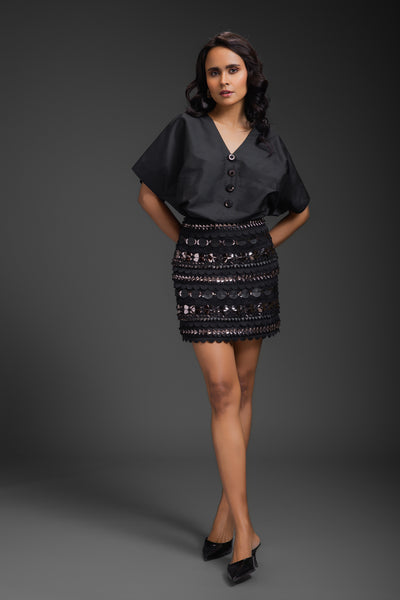 Deepika Arora Skirt With Metallic Detail indian designer wear online shopping melange singapore
