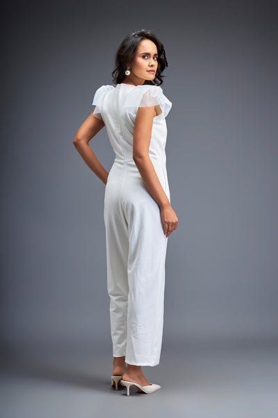Deepika Arora Sleek Modern Silhouette Jumpsuit White indian designer wear online shopping melange singapore 