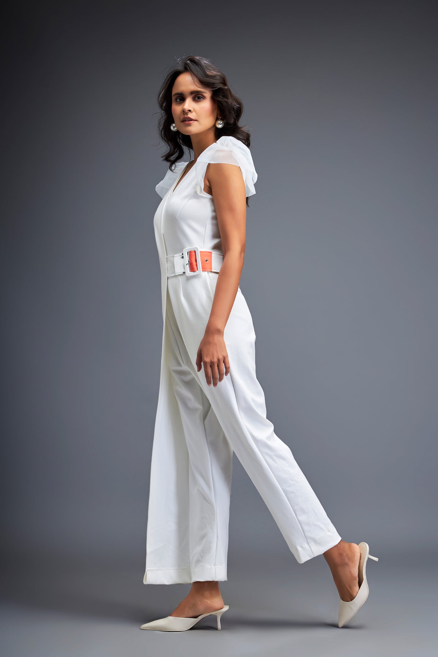 Deepika Arora Sleek Modern Silhouette Jumpsuit White indian designer wear online shopping melange singapore 