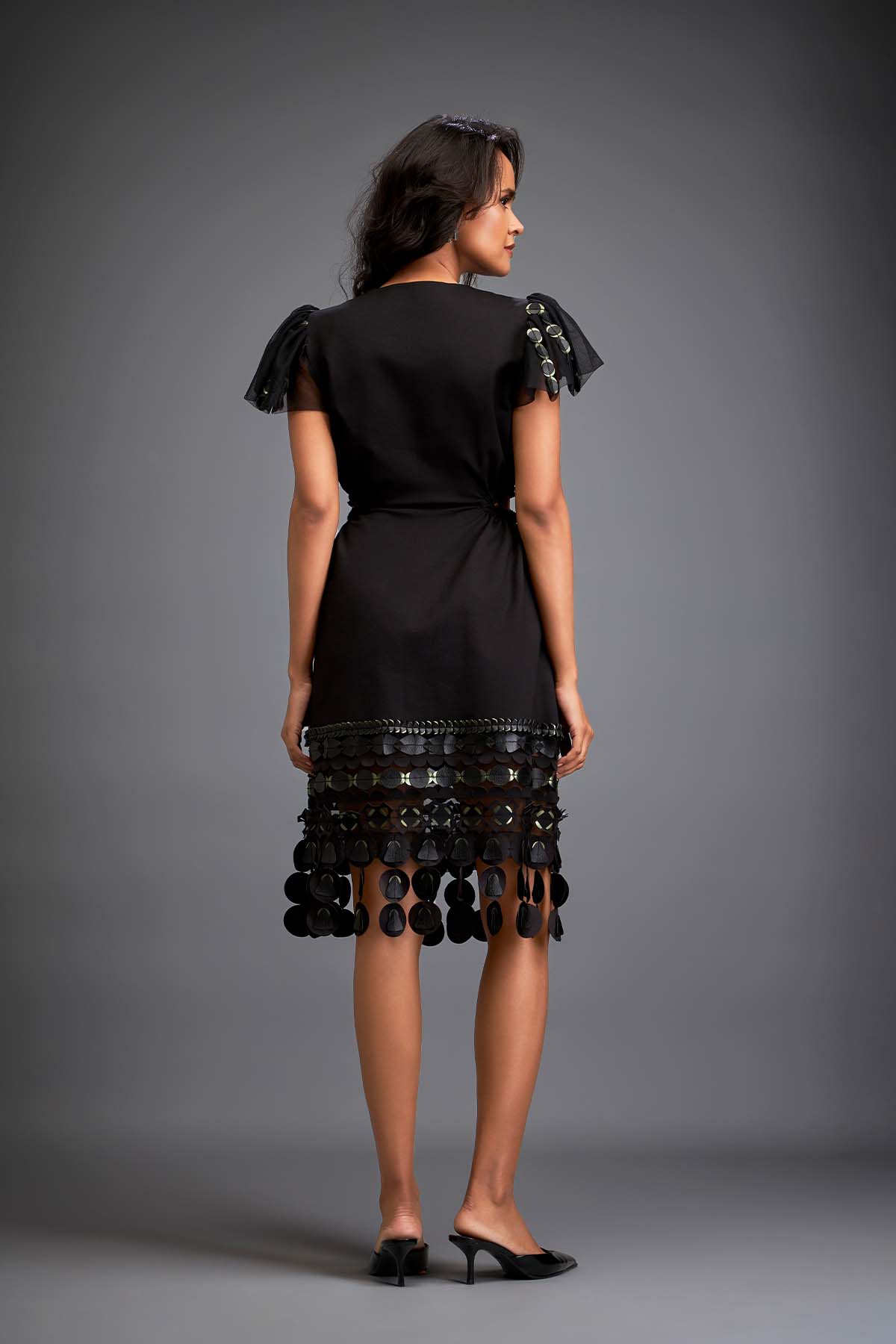 Deepika Arora Sleek Silhouette With Intricate Sheer Sleeve Detailing Dress indian designer wear online shopping melange singapore 