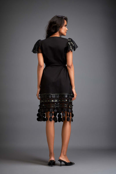 Deepika Arora Sleek Silhouette With Intricate Sheer Sleeve Detailing Dress indian designer wear online shopping melange singapore 