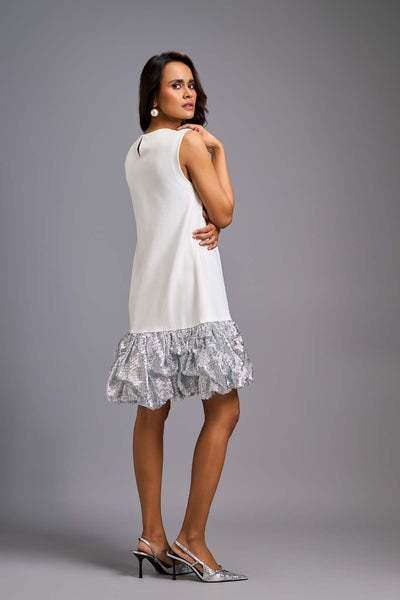 Deepika Arora Sleeveless Silver Mini Dress indian designer wear online shopping melange singapore 