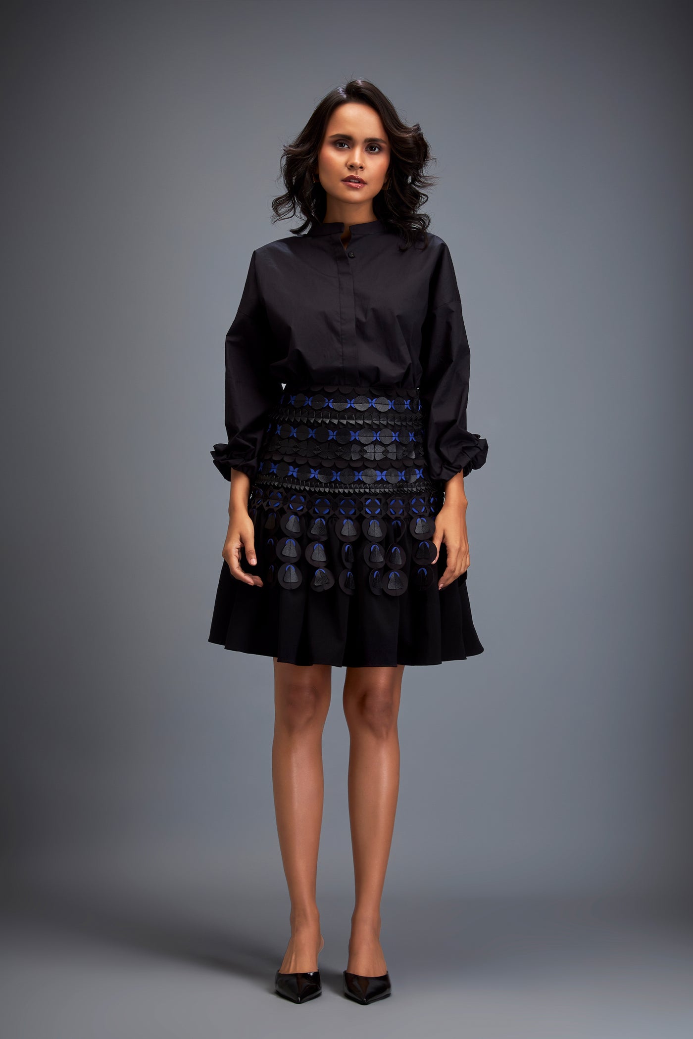 Deepika Arora Structured Skirt With Layered Circular indian designer wear online shopping melange singapore 