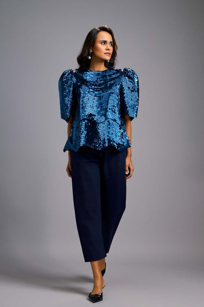 Deepika Arora Textured Black Shimmer Co-Ord Set indian designer wear online shopping melange singapore 