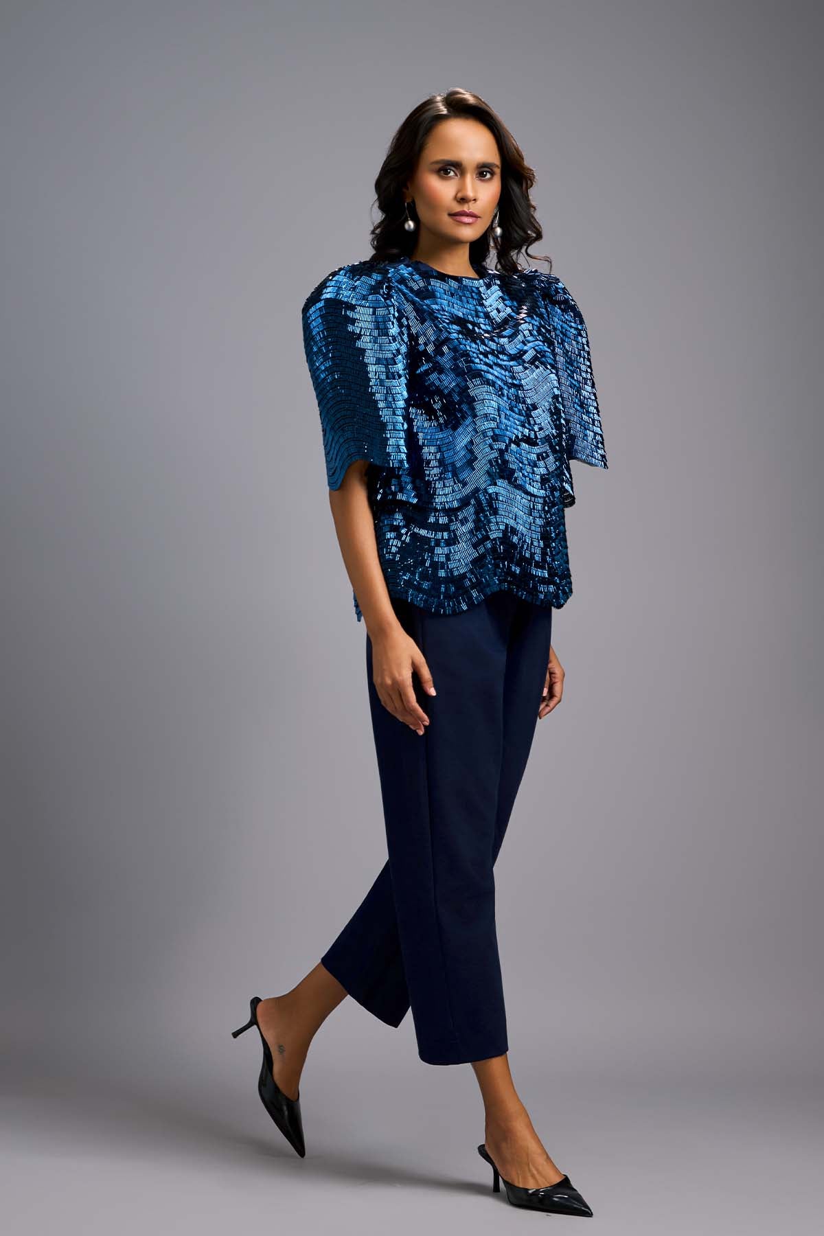 Deepika Arora Textured Black Shimmer Co-Ord Set indian designer wear online shopping melange singapore 