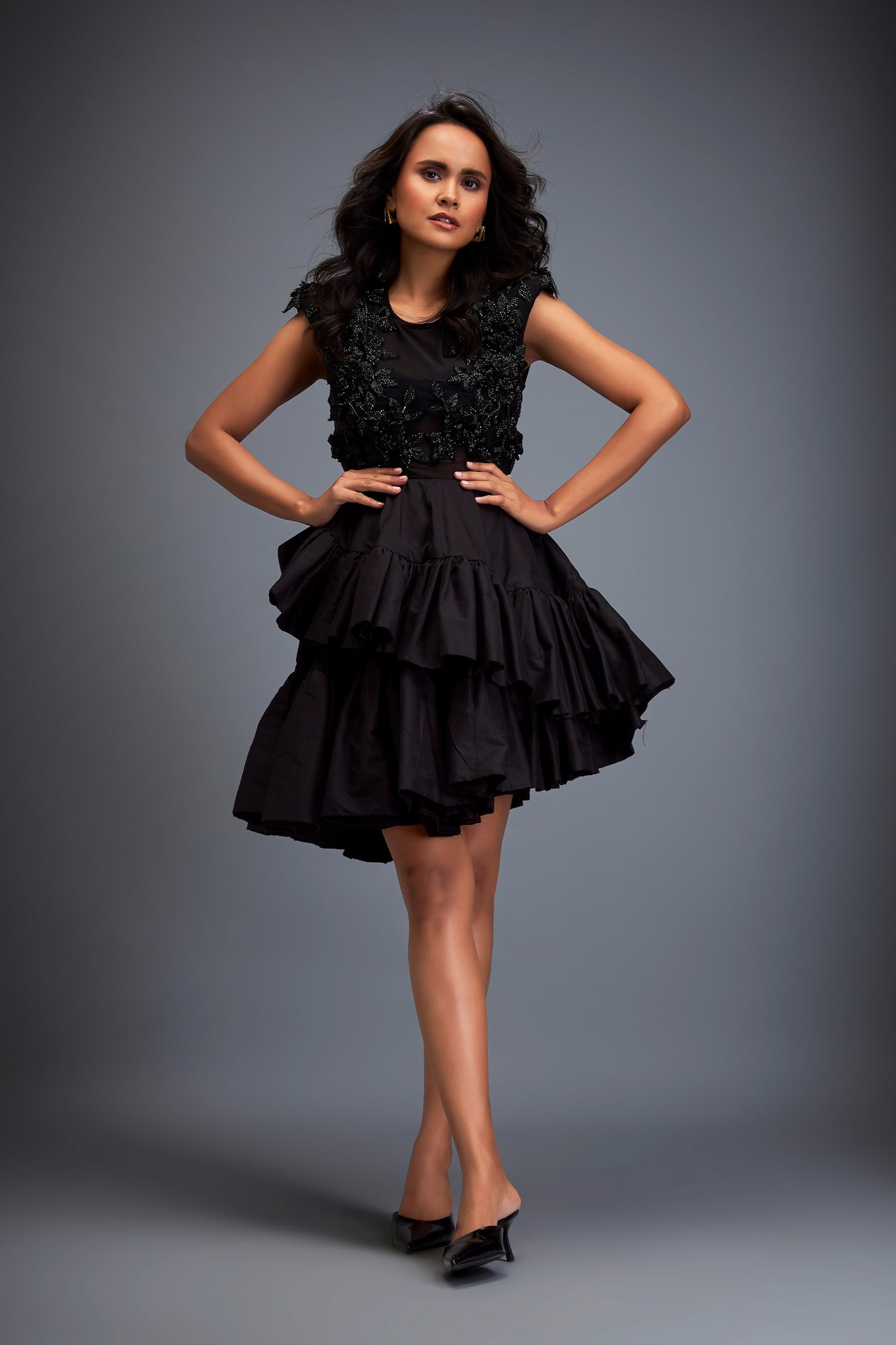 Deepika Arora Top With Tiered Ruffle Mini Skirt indian designer wear online shopping melange singapore
