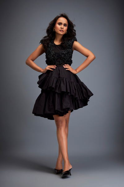 Deepika Arora Top With Tiered Ruffle Mini Skirt indian designer wear online shopping melange singapore